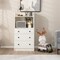White Tall Storage Dresser with 3 Drawers 2 Shelves Modern Bedroom or Living Room Organizer